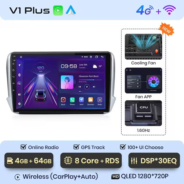 Peugeot 2008 208 2012 - 2018 /wireless CarPlay Android Auto