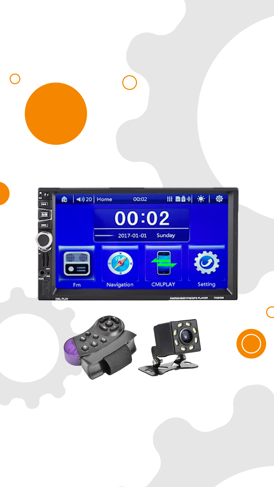 Autoradio 7 pollici/telecomando per comandi al volante
