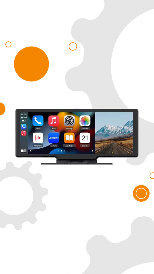 Monitor 10.26 "IPS portatile Wireless CarPlay Android Auto con Dash Cam 4K