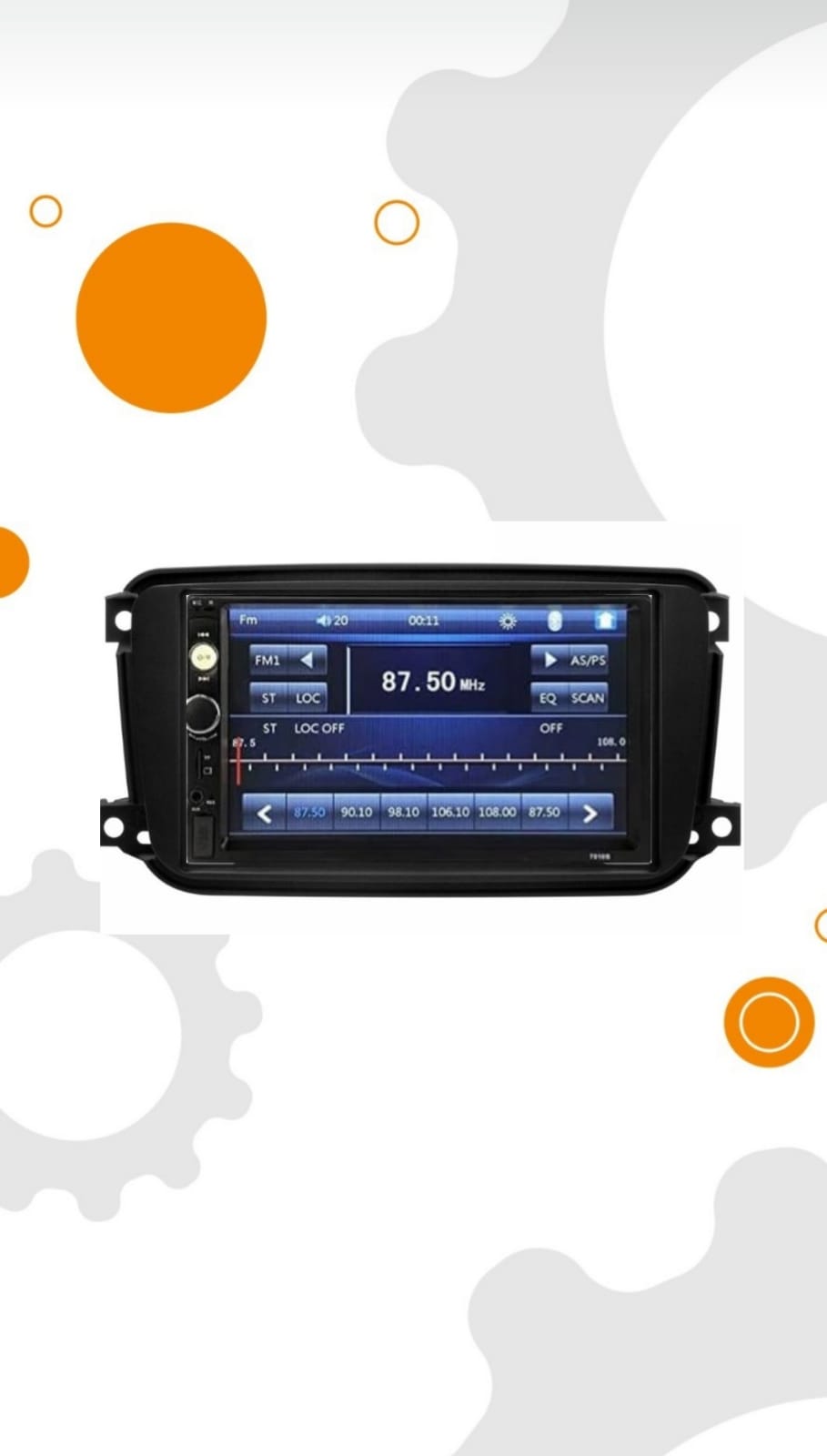 KIT MONTAGGIO MASCHERINA MONTAGGIO AUTORADIO SMART FOR TWO 2DIN (2010-2014)CON AUTORADIO 7 POLLICI