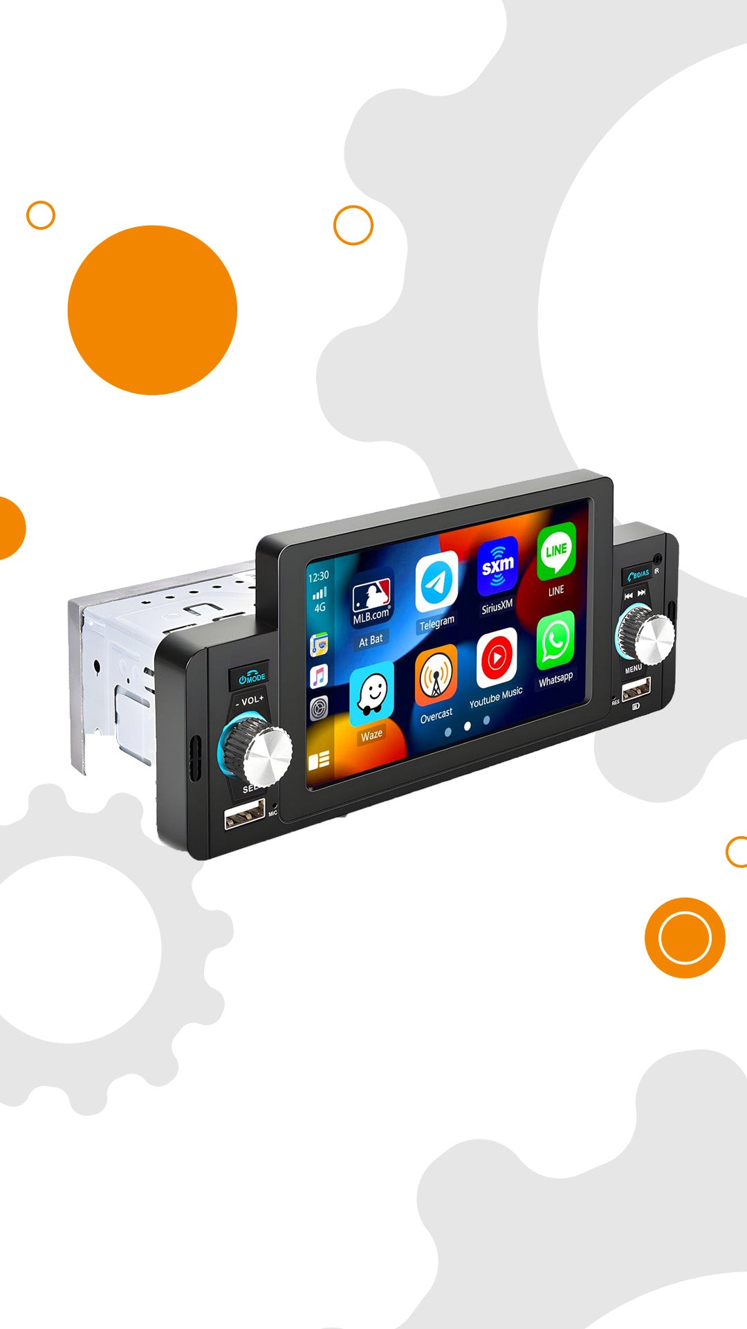 Autoradio 1 DIN 5" HD con Bluetooth e Mirror Link con Funzione Retrocamera