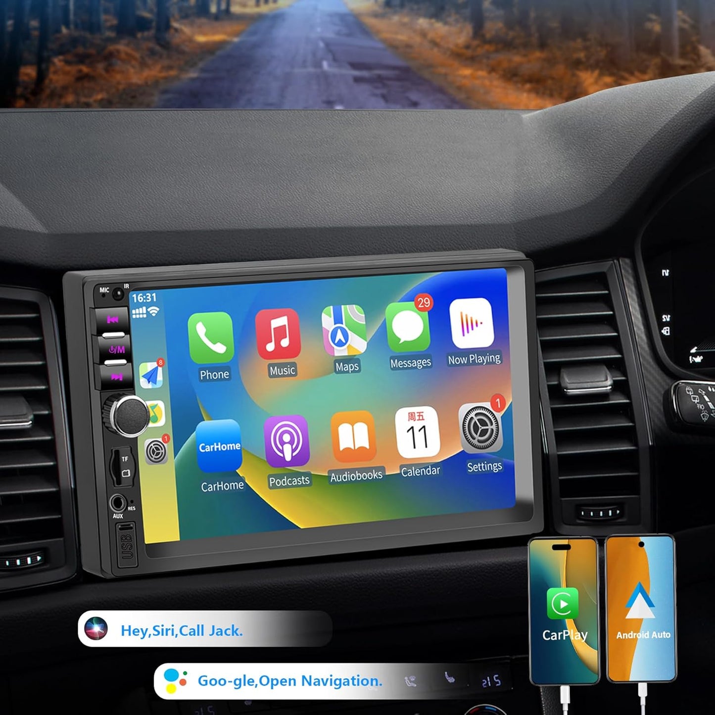 Autoradio 2 Din 7°pollici  Carplay/ android auto cablato