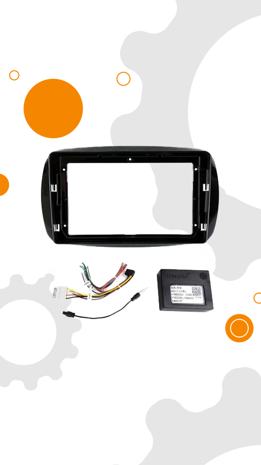 Mascherina Smart ForTwo 453 Nero Lucido per Tablet 9"+Centralina com. Volante