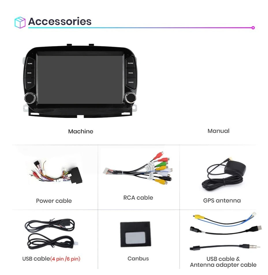 Autoradio Andriod per Fiat 500 2016-2019 2gbx64